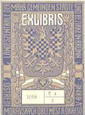 EXLIBRIS LANDESZENTRALE DER MÄHR. GEMEINDEN, STÄDTE UND BEZIRKE IN BRÜNN ÚSTŘEDÍ MORAVSKÝCH OBCÍ, MĚST A OKRESŮ V BRNĚ (odkaz v elektronickém katalogu)