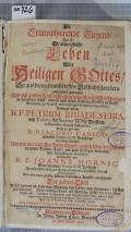 Die Triumphierende Tugend, Das ist: Die außerleßneste Leben Aller Heiligen Gottes, So aus denen bewehrtesten Geschitschreibern zusammen getragen, Und mit grossem Fleiß nicht allein denen Apostolischen Predigern zu besonderer Hülff, sondern auch jedem frommen Christen zu Trost, Anreitzung zur Tugend, und begierigen Nachfolg eingerichtet. Der andere Theil, In sich haltend die sechs letzte Monaten deß Jahrs, vom Heumonat, biß End Christmonats. Deme nächsthin ferner, mit Göttlicher Hülffe, der dritte Theil folgen solle, bestehend in vilen Lehr- und Tugend-reichen Leben anderer Heiligen, welche Theils im letzt-verwichenen Jahr-Hundert canoniziret, Theils von P. Ribadeneira nicht entworffen worden  (odkaz v elektronickém katalogu)